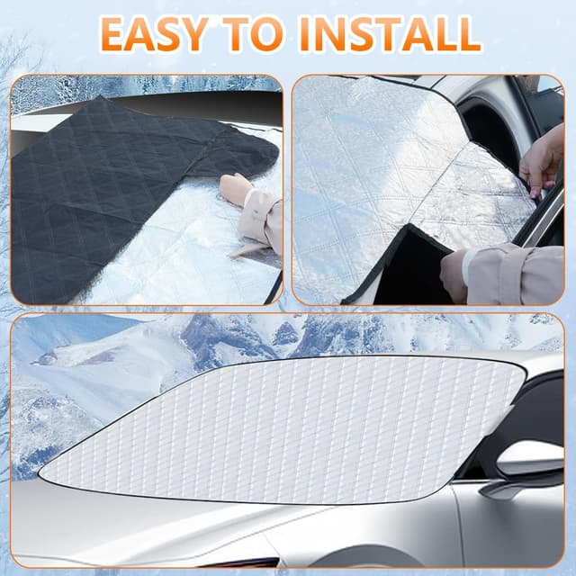Detalle 2 de Alaoo copri parabrezza da auto antighiaccio e anti grandine, telo invernale per neve e gelo