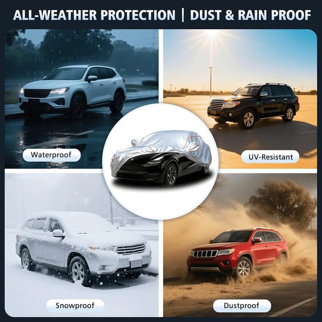 Detalle de Ngwytong Waterproof All-Weather Car Cover for Tesla Model Y (2020–2025) with 14-Point Fastening