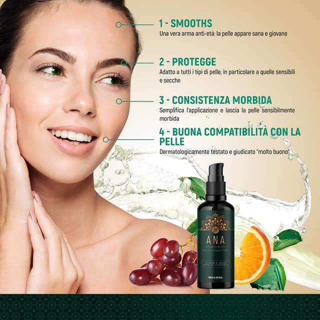 Detalle 2 de Siero alla Vitamina C BIO Vegan 100 ml ANA Naturkosmetik (olio di canapa e complesso HGA Booster)