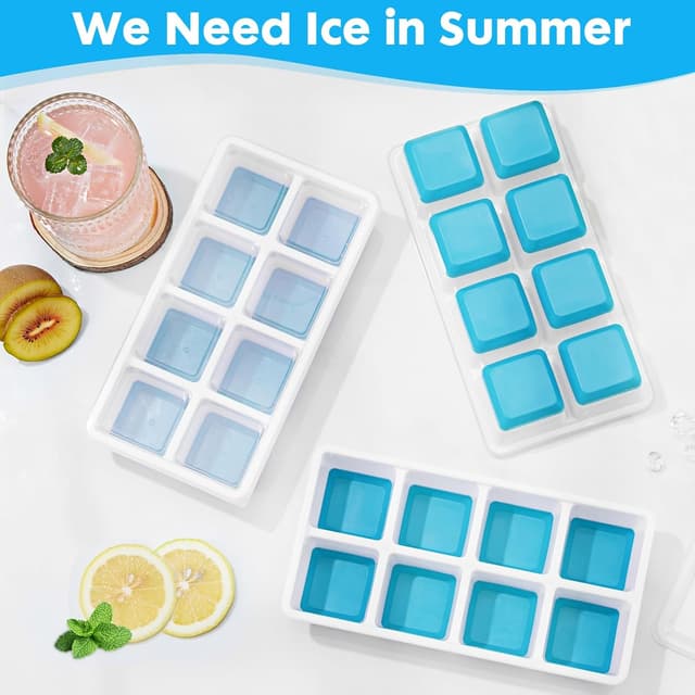 Detalle de Sinnsally Silikon-Eiswürfelform im 3er-Set mit Deckel für große Kugel-Eiswürfel (Blau)