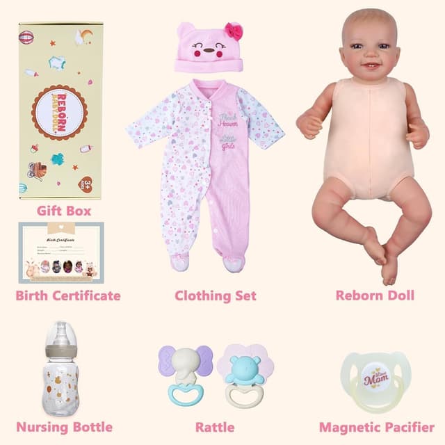 Thumbnail 6 de BABESIDE Rinato Bambino bambola realistica da 20 pollici con corpo morbido e accessori in scatola regalo