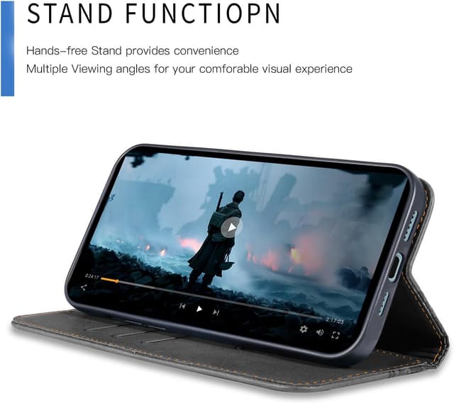 Detalle de CXTcase Flip Case für Motorola Moto G55 – PU-Leder & TPU, magnetischer Ständer, Schwarz