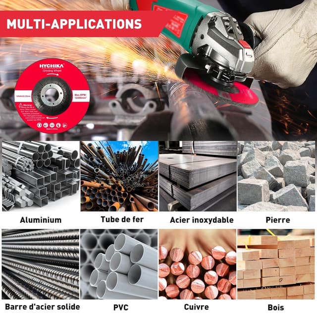 Thumbnail 6 de HYCHIKA disques à ébarber métal 125 mm (x10) pour meuleuse d’angle – oxyde d’aluminium et fibre de verre