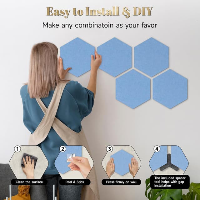 Detalle 2 de Sliandtelly Filz Pinnwand Hexagon 8 Pack