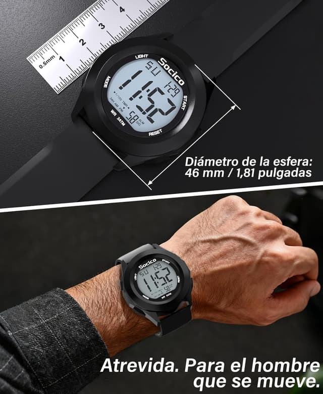 Thumbnail 1 de SOCICO Reloj Digital Deportivo Resistente al Agua