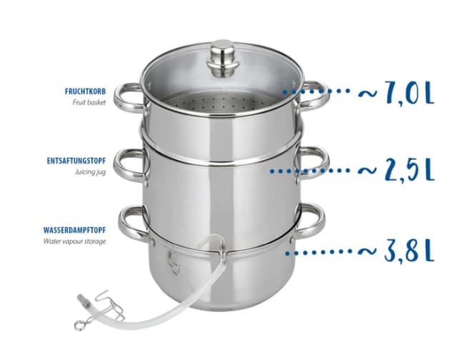 Detalle de Elo Basic Galactica Dampfentsafter 26 cm – Dampfen für frischen Saft ohne Zusatzstoffe