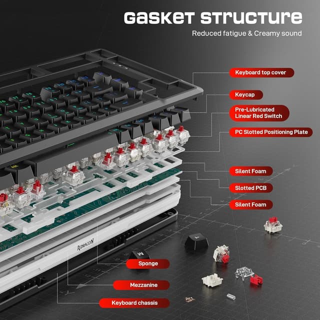 Thumbnail 1 de Redragon K713 75% Wireless Mechanical Keyboard