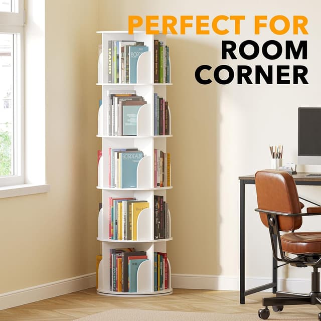 Thumbnail 4 de SpaceAid 5 Tier Rotating Bookshelf Tower 62.2H