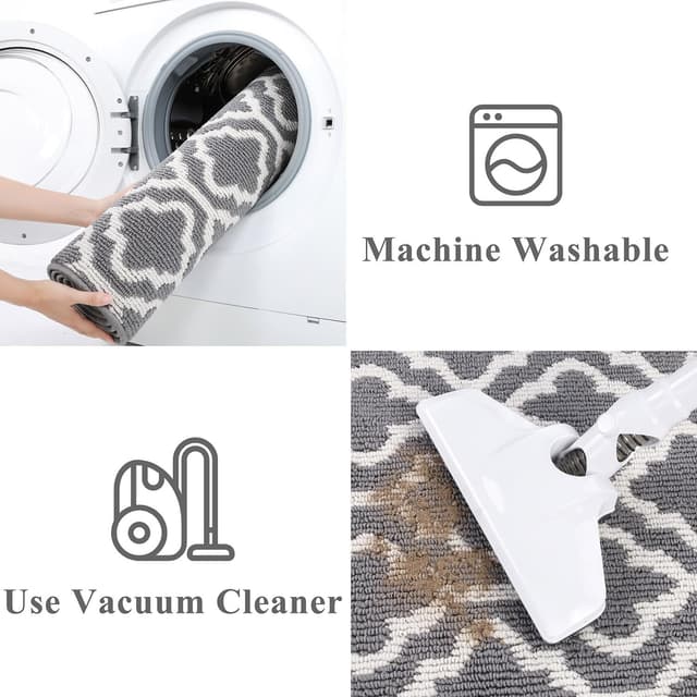 Thumbnail 6 de SHACOS Grey Hallway Runner Rug (50x150cm) with Non-Slip TPR Backing