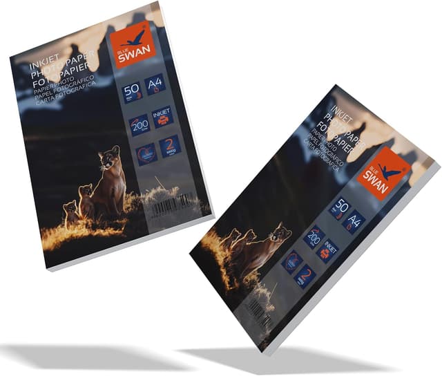 Detalle de BLUE SWAN Carta Fotografica Lucida A4 200 g/m², 100 fogli (2×50) lucida bifacciale per stampanti inkjet