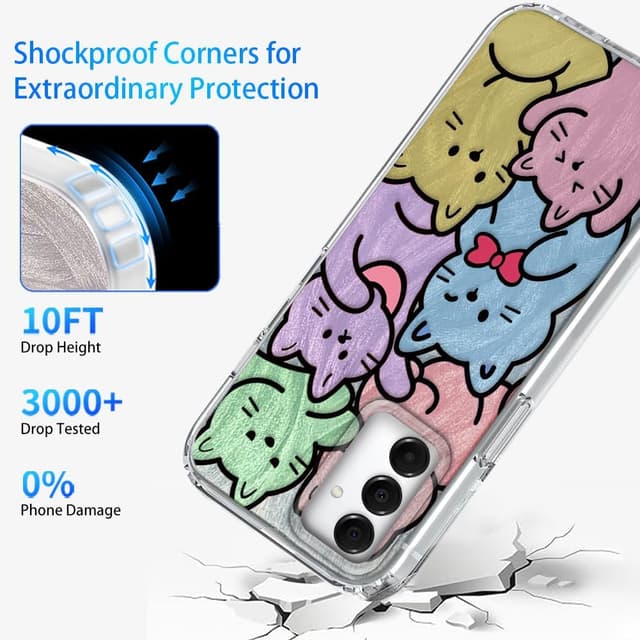 Detalle 2 de Tedyhulle Hülle für Samsung Galaxy A14 4G/5G – dünner TPU-Bumper mit süßem Katzen-Design