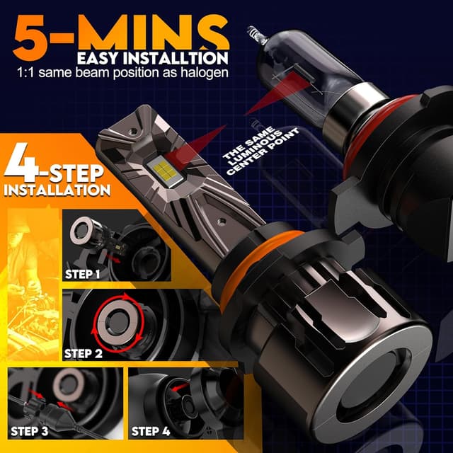 Detalle de WAIXINGREN Upgrade HB4 (9006) LED Headlight Bulb, 6500K plug and play (pair)