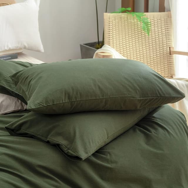 Thumbnail 6 de BESTOUCH 100% cotton duvet cover set, olive green queen