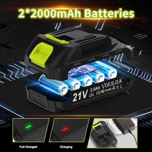 Detalle 1 de VOERJIA cordless drill 21V brushless 65Nm