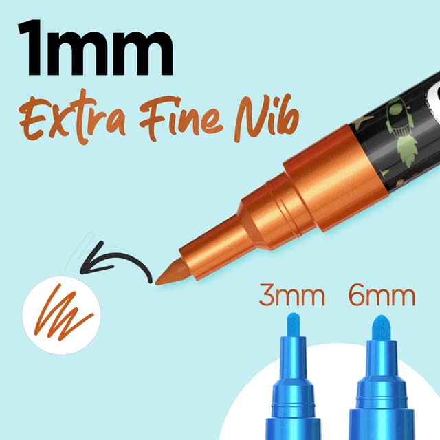 Detalle de Extra Fine Tip Metallic Chalk Pens (10 Pack, 1mm) – Liquid Wet Wipe Markers for Blackboards, Windows & Menus