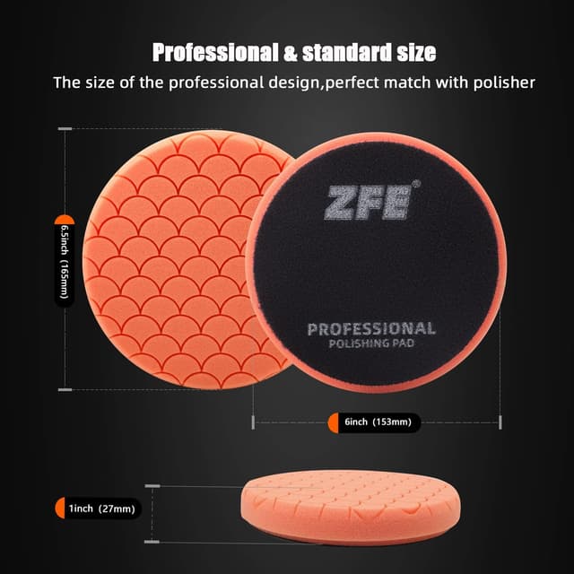 Detalle 2 de ZFE Buffing & Polishing Pads Kit (7-Piece, 6.5-inch foam faces) for compounding, polishing, and waxing