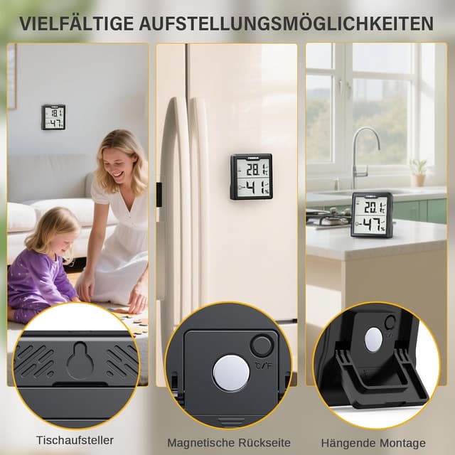 Thumbnail 5 de FUMMDUS 3 Stück Thermometer Hygrometer -50–70°C