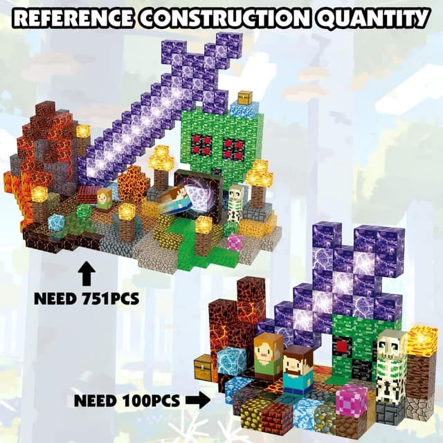 Thumbnail 6 de AIDYVOI Magnetic Blocks Building Toys Set (100 PCS) with Light-Up Magnet Blocks