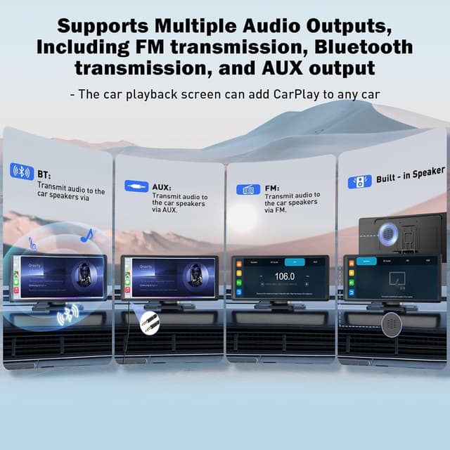 Detalle 2 de 10.26" Wireless Car Stereo with Apple CarPlay & Android Auto, IPS Touchscreen & 1080P Rear Camera