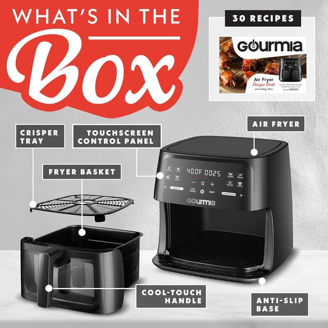 Detalle 2 de Gourmia 8 Qt Air Fryer with 8 Presets and Digital Display (FryForce 360° Technology)