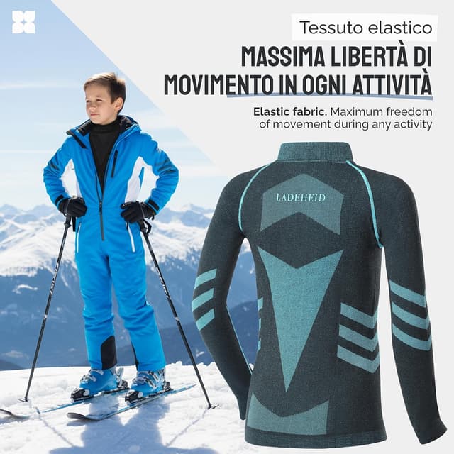 Detalle de Ladeheid Maglia Termica Bambino e Bambina a Manica Lunga LAGI007 in microfibra