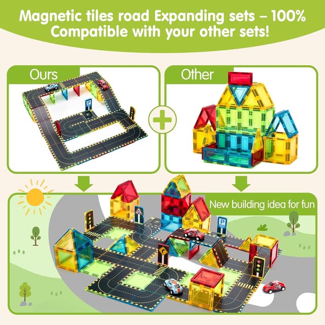 Detalle 2 de hahaland 38-piece Magnetic Tiles set for kids 🧩