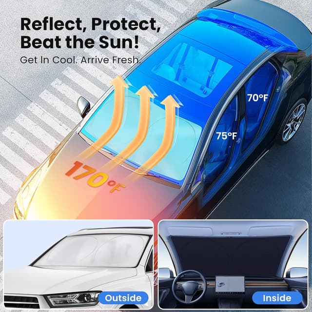 Detalle 2 de Magnelex Car Windshield Sunshade (Double-Layer) for Cars, Trucks & SUVs, Medium 59 x 31 in
