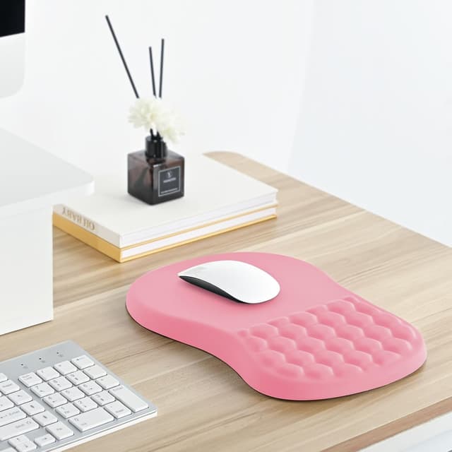 Thumbnail 6 de EooCoo ergonomisches Mauspad mit Handauflage, Memory-Schaum und rutschfester PU-Basis (300 x 200 mm) – Rosa