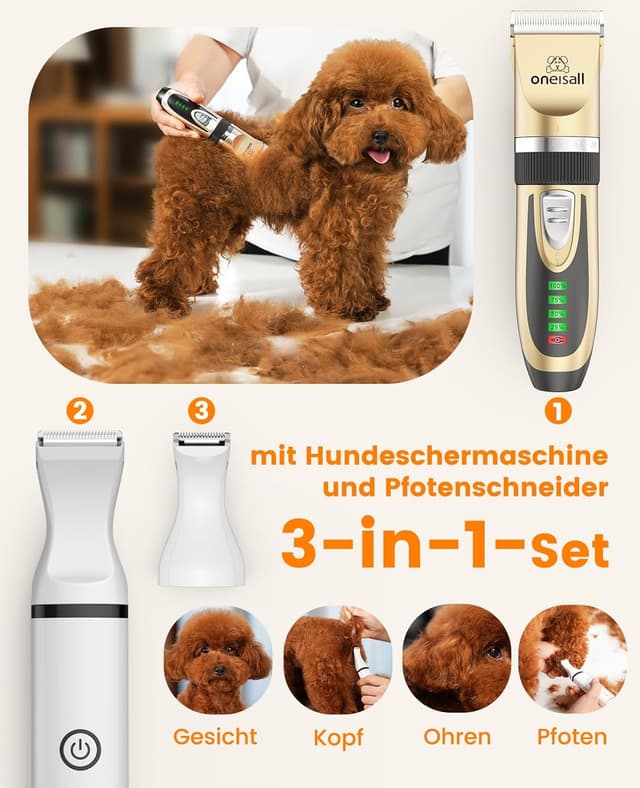 Detalle 2 de oneisall Hunde-Haarschneidemaschine 3‑in‑1