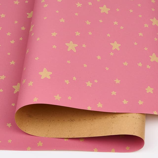Thumbnail 2 de Pink Star Kraft Wrapping Paper Roll 43cm x 15m