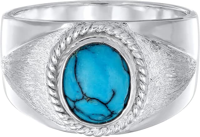 Detalle 2 de Kuzzoi Siegelring Herrenring mit Howlith (10 mm) und 925 Sterling Silber – oval, vintage, Ringgröße 60–66