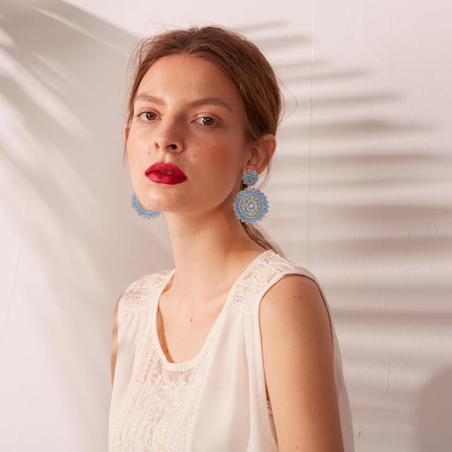 Detalle de Damen Perlenohrringe Rocailles Boho-Statement