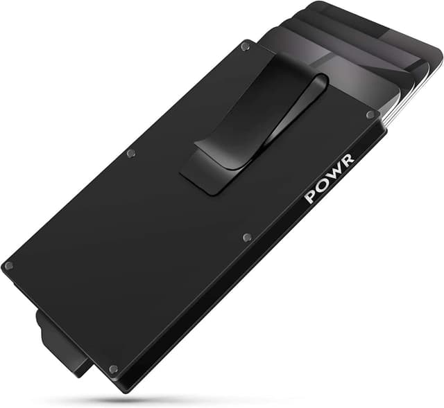 Detalle de POWR RFID porta carte in metallo – mini wallet slim uomo con blocco RFID e sistema di espulsione