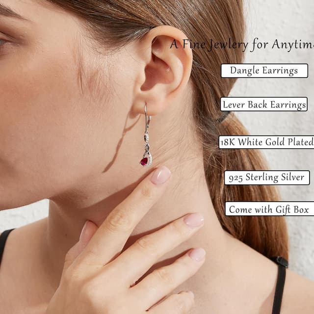 Detalle 2 de Jiamiaoi Infinity-Ohrhänger aus 925 Sterling Silber, 18K Weißgold-plattiert mit Zirkonia – in Silber