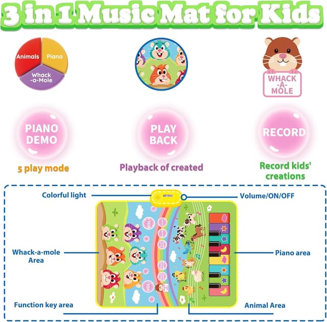Thumbnail 5 de MOMUSE 3-in-1 Musical Play Mat 80x60cm