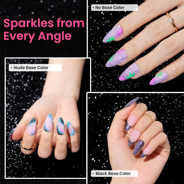 Detalle de Beetles Glitzer Gel Nagellack-Set (6 Farben) mit Chamäleon-Crushed-Diamond-Effekt