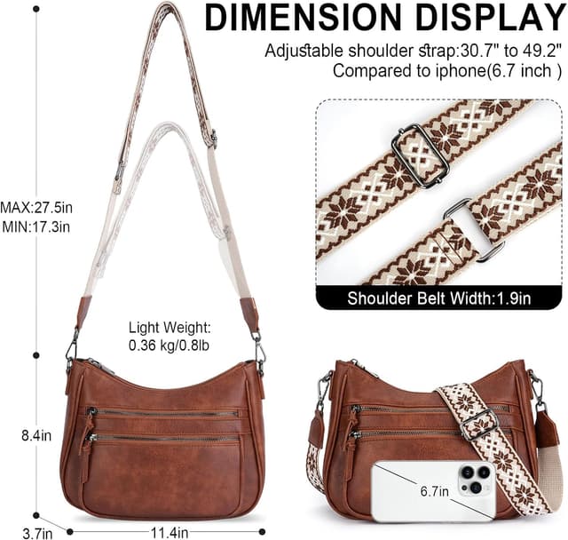 Detalle de VIMUTI Umhängetasche Damen mittelgroß – leichte Crossbody Bag mit vielen Fächern