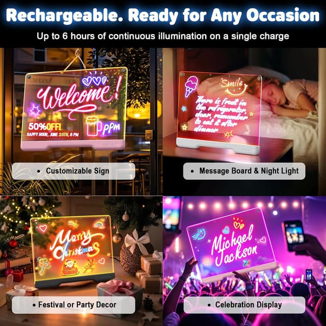 Thumbnail 1 de 16-Inch LED Note Board 7-Mode Light