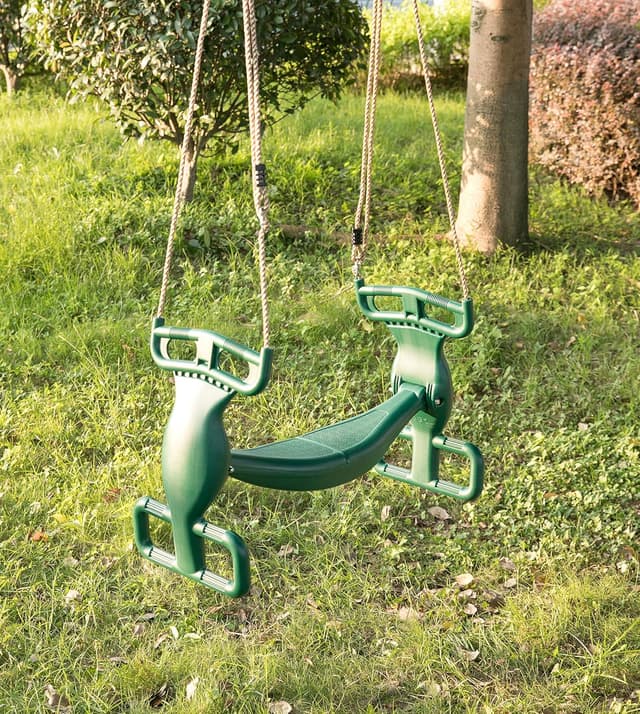 Detalle de Outdoor Swingset Plastic Double Glider Playground Patio Swing for 2 Kids, Green