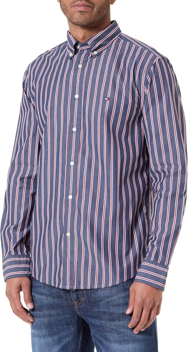 Detalle de Tommy Hilfiger camicia a righe Flex Poplin