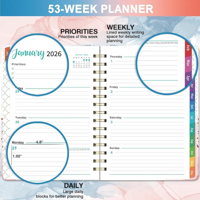 Thumbnail 5 de 2026 Planner Weekly Monthly 8.5x6.4 in