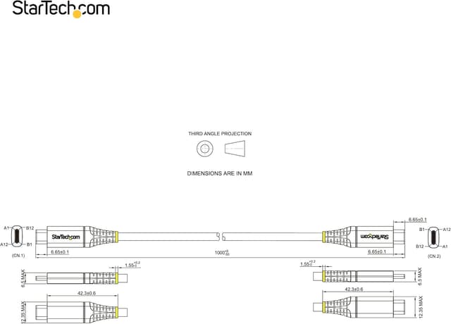Detalle de StarTech.com USB-C-zu-USB-C-Kabel 1 m (10 Gbps, USB-IF zertifiziert) USB31CCV1M