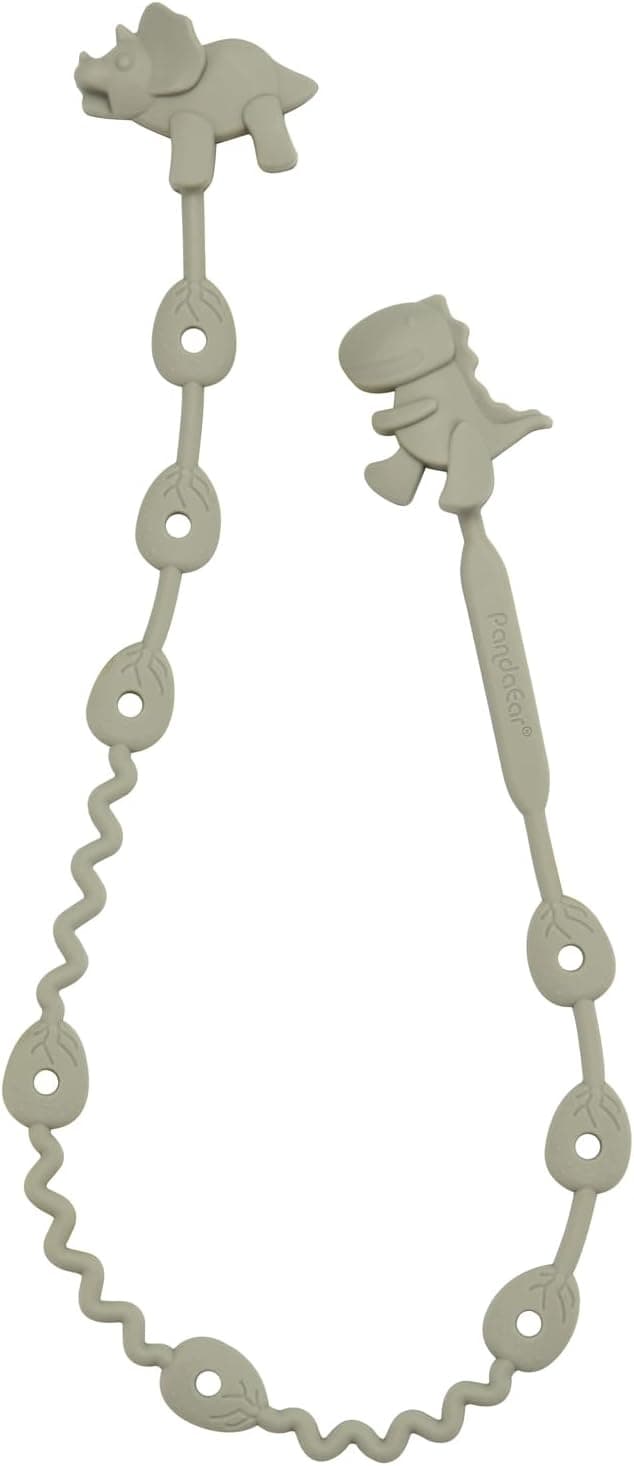 Detalle 2 de PandaEar Silicone Toy Straps (5 Pack) with Dinosaur Clips – Adjustable Dummy Teether & Bottle Holders