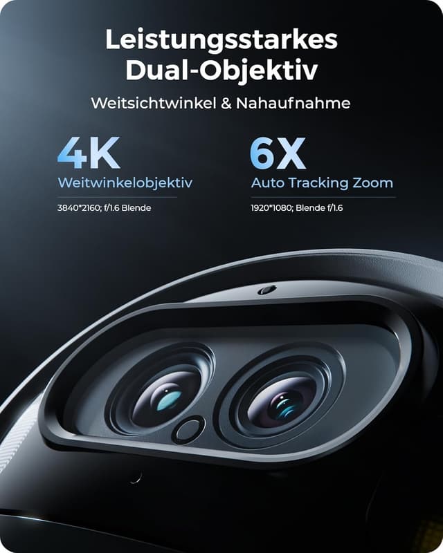 Detalle de Reolink 4K Solar-Überwachungskamera Aussen Akku mit 360° PTZ, Auto-Tracking & Dual Lens (Argus Track+)