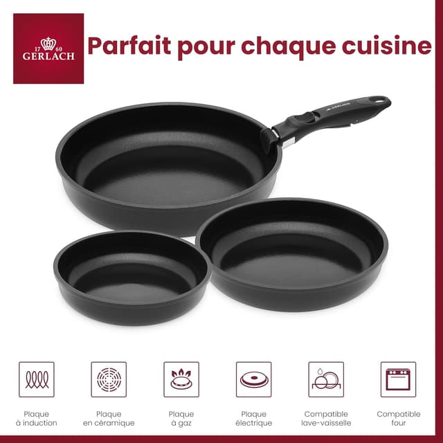 Thumbnail 2 de Lot de 3 poêles Gerlach 1760 20/28 cm