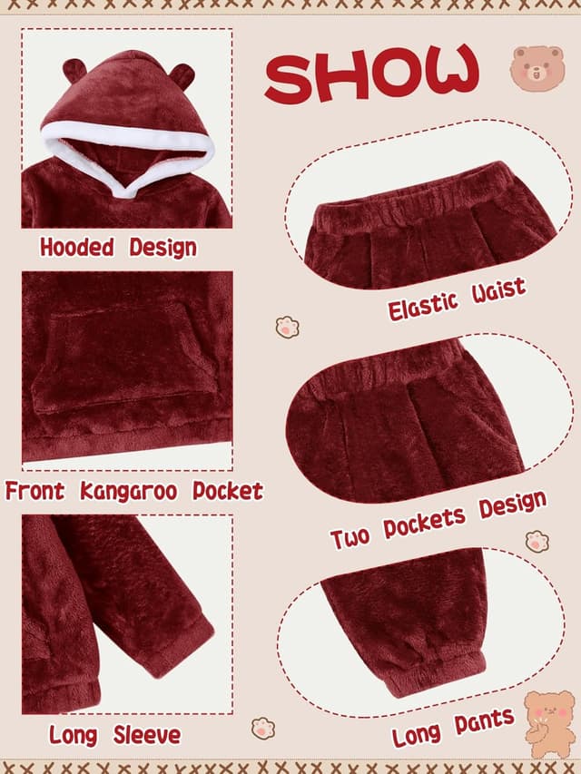 Detalle 2 de Kids fleece tracksuit set hoodie 2-piece