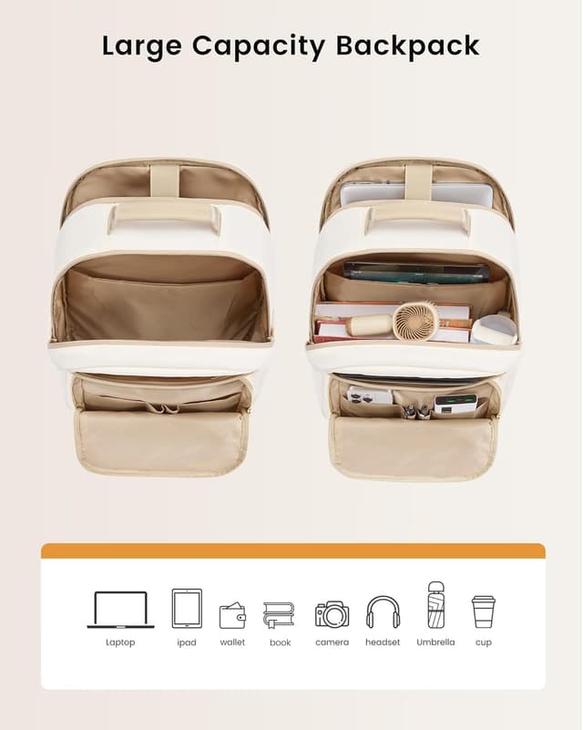 Detalle 2 de LOVEVOOK Damen-Rucksack für 15,6-Zoll-Laptops: wasserdichter Schul- & Cityrucksack mit separatem Laptopfach