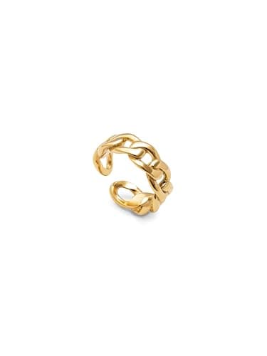 Detalle de SINGULARU Anillo Chunky Eslabón ajustable en acero con baño oro de 18 Kt para mujer