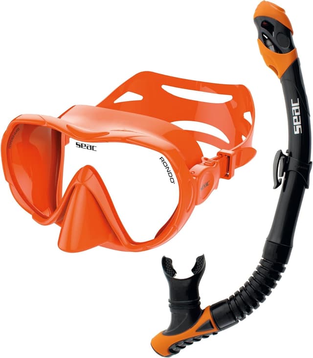Detalle 1 de SEAC Set bis Rondò Dry: set snorkeling completo per adulti con maschera frameless e snorkel Dry Top
