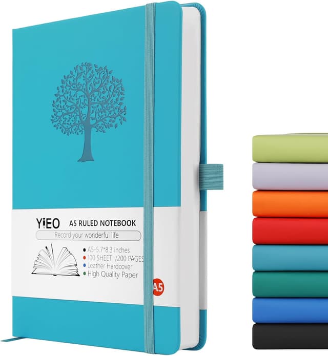 Detalle de A5 leather lined journal notebook 200 pages